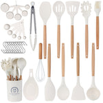 33-Piece Wooden-Handled Silicone Kitchen Utensil Set