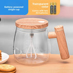 Automatic Stirring Glass Coffee Cup with Lid