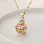 Copper Plated Zircon Heart Pendant Necklace