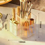 Rotating cosmetic brush storage