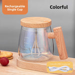 Automatic Stirring Glass Coffee Cup with Lid