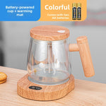 Automatic Stirring Glass Coffee Cup with Lid