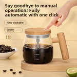 Automatic Stirring Glass Coffee Cup with Lid