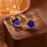 Blue crystal heart luxury stud earrings