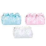 Soft Satin Ruffled Cosmetic Bag