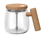 Automatic Stirring Glass Coffee Cup with Lid