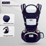 Foldable Baby Carrier with Waist Stool Dual Shoulder Support