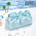 Soft Satin Ruffled Cosmetic Bag