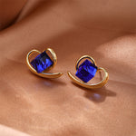 Blue crystal heart luxury stud earrings