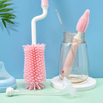 Silicone Baby Bottle Brush Set with 360 Rotation