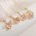Copper Plated Zircon Heart Pendant Necklace