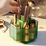 Rotating cosmetic brush storage