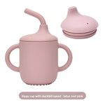 A cup with a silicone straw