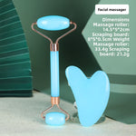 Resin Crystal Facial Massage Roller and Gua Sha Board Set