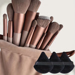 13-Piece Makeup Brush Set with Powder Puff and Sponge