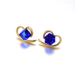 Blue crystal heart luxury stud earrings
