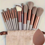 13-Piece Makeup Brush Set with Powder Puff and Sponge