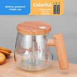 Automatic Stirring Glass Coffee Cup with Lid