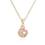 Copper Plated Zircon Heart Pendant Necklace