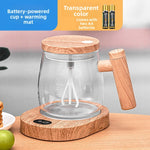 Automatic Stirring Glass Coffee Cup with Lid
