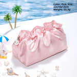 Soft Satin Ruffled Cosmetic Bag