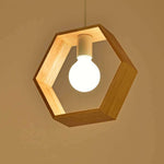 Nordic Geometric Wooden Pendant Lighting