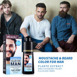 The man has a mustache, needs hair washing, and is experiencing hair loss.