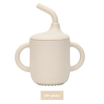 A cup with a silicone straw