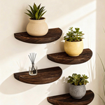 Solid Wood Semi-Circular Floating Wall Shelf Set
