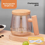 Automatic Stirring Glass Coffee Cup with Lid