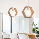 Nordic Geometric Wooden Pendant Lighting