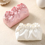 Soft Satin Ruffled Cosmetic Bag