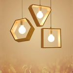 Nordic Geometric Wooden Pendant Lighting