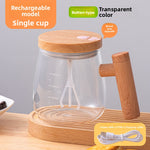 Automatic Stirring Glass Coffee Cup with Lid