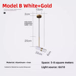 Nordic Minimalist Rotating Iron Bedside Chandelier for Bar Restaurant Bedroom