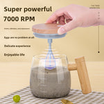 Automatic Stirring Glass Coffee Cup with Lid