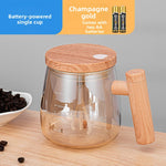 Automatic Stirring Glass Coffee Cup with Lid