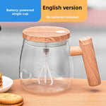 Automatic Stirring Glass Coffee Cup with Lid